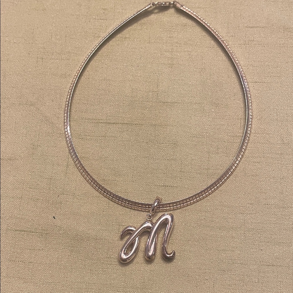 Silver Initial 'M' Pendant Necklace - Women Jewelry